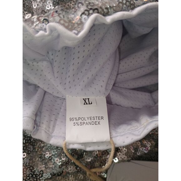Design Vogue Silver Sequin Womens Shorts XL 95% Polyester 5%‎ Spandex - Picture 6 of 8